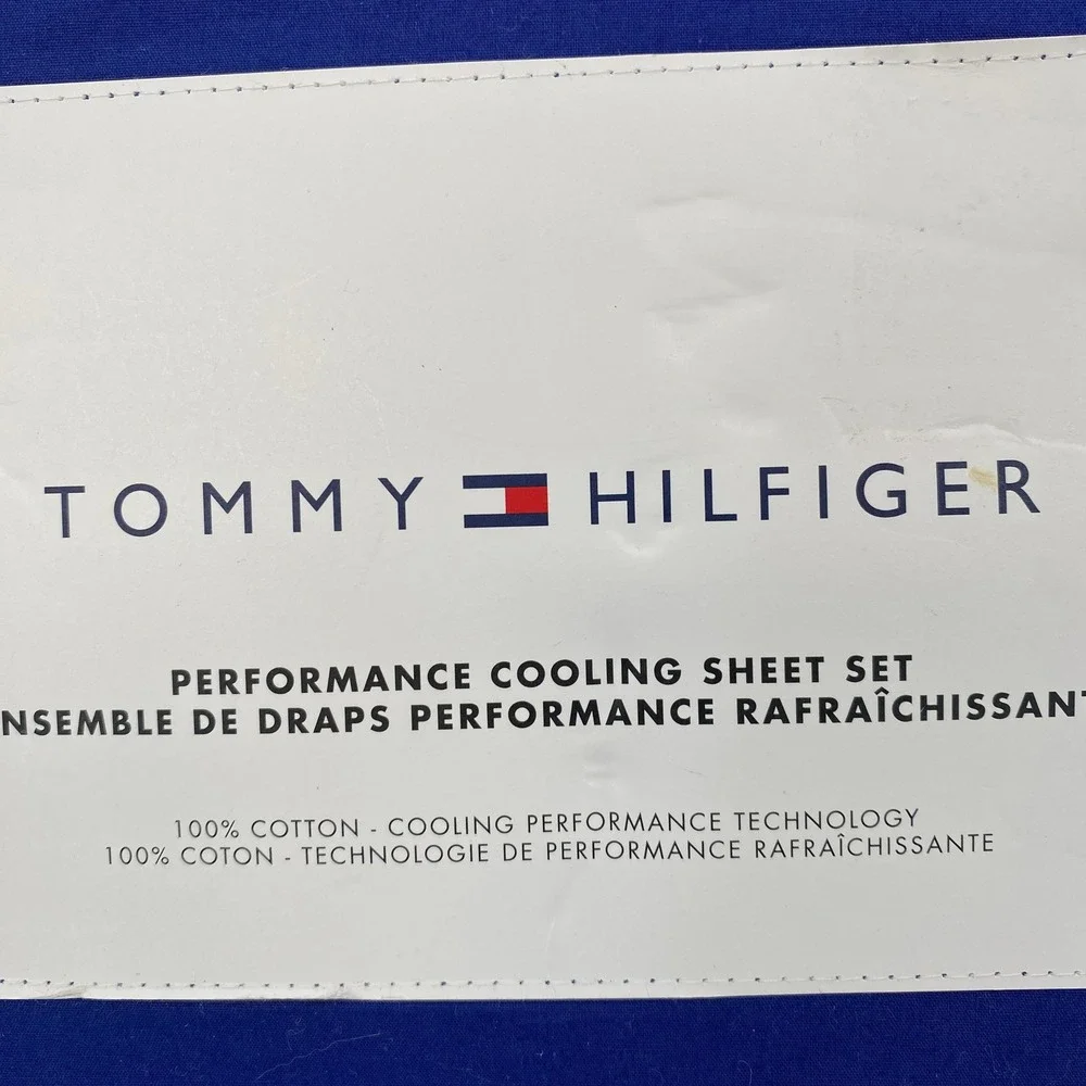 Tommy Hilfiger Sheet Set Queen Royal Blue 100% Cotton Performance Cooling Modern